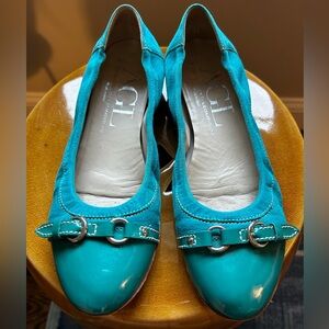 AGL Women's Teal Monika Ballet Flats (size 38)